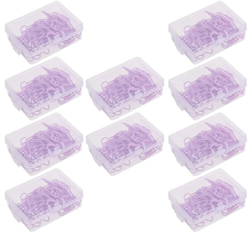 Parliky 10 Boîtes Lot de Boîtes de Trombones Plastifiés Violets Clips Polyvalents pour Documents Photos Calendriers et Signets Fournitures de Bureau et École