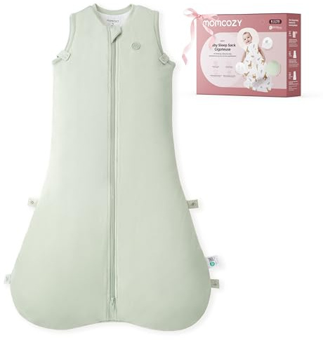 momcozy Baby Sleeping Bag 0-6 Months, 1.5 TOG Sleep Sack with Snap-Fit Adjustable Design, Two-Way Zip, Soft Bamboo Fabric, Green, S