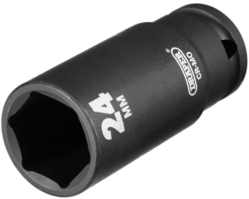 Draper Expert HI-TORQ 1/2 24mm Deep Impact Socket | 6 Point Hex Socket | Chrome Vanadium Steel Wrench Accessory | 12746