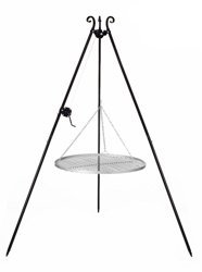 Dreibeingrill Höhe 192cm mit Kurbel und Edelstahlrost Durchmesser 70cm