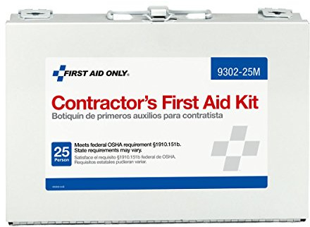 First Aid Only 9302-25M 25-Person Contractor's First Aid Kit for Home Renovation, Job Sites, and Construction Vehicles, 178 Pieces, White