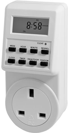 Netagon Home Electric Digital Security Timer Plug in Socket Programmable Switch Timer with with 10 ON-OFF Programs, 12/24 Hour Setting & Auto Recharge (Pack of 1)