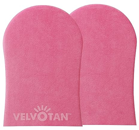 VELVOTAN Original Double Sided Tanning Mitt - Pink - Self Tanning Applicator for Stain-Free Hands, Washable & Reusable, Use with Any Fake Tan