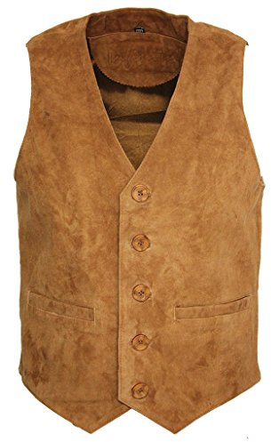 Infinity Leather Les hommes Daim Chèvre Bronzer Gilet Cuir Smart Classique