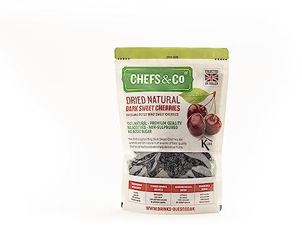 CHEFS & CO | Cerises Rouges Douces Séchées (dénocciolées) | Fruits Séchés 100% Naturels | Snack sain | Non sulfaté, sans Gluten, végane | Sans additifs, sans sucre ajouté (Pack de 1 x 750g).