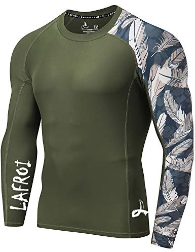 LAFROI Camiseta de Manga Larga para Hombre UPF 50+ | con protección solar, Protectora, Compresión, Ajustada, BJJ, natación, CLYYB