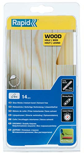 Rapid Bâtons de colle 12 mm Bois, Ø12 x 190 mm, Couleur: Jaunâtre, 14 pcs, 250g, conditionné en blister.