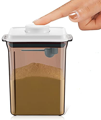 2.3L Contenitore Latte in Polvere, Contenitore Portatile Plastica Latte in Polvere, Scatola con Coperchio Conservare Il Latte in Polvere per Bambini, Anti-UV, Guarnizione a prova umidità(Marrone)