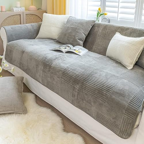 WYJHNLBEDC Sofa überwurfdecke, Sofaschutz Hund/Katze, Warmer Super Weicher Kurzer Plush Fleecedecke Sofa/Couch überzug/Sofabezug 1 2 3 Sitzer L Form U Form Ecksofa 45x45 Kissenbezug mit füllung