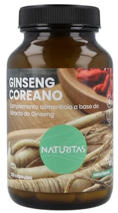 Ginseng coreano 120 Cápsulas Naturitas Essentials | Combate la fatiga | Complemento alimenticio