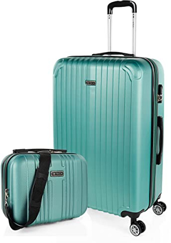 ITACA - Valise Grande Taille 23Kg Rigide Spacieuse XL pour Soute Avion Ultra Résistante Valise Extensible avec Cadenas À Combinaison Idéale pour Voyages Longs Et Moyens Séjours, Bleu verdâtre