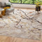 TAPISO Golden Teppich Kurzflor Wohnzimmer Schlafzimmer Luxuriös Creme Gold Braun Linien Abstrakt Meliert Verwischt Modern Design ÖKOTEX 140 x 200 cm