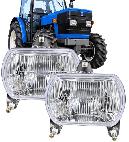 2PCS Tractor Headlamp Set with 12V Bulbs | Main & High Beam Headlight Assembly | Replaces 22705422000 | Fits Ford New Holland TD60 TD70 TD80 TD90 TD95 & TN Series (F FA NA VA V N Models)