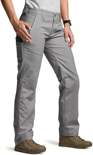 CQR CLSX Women's Flex Stretch Tactical Pants, Outdoor Hiking Pants with Pockets, Water Resistant Ripstop Work Pants, Sub Rosa Stone, 6