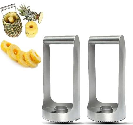 AAPIKA Edelstahl-Ananasschneider, Ananas-Entkerner, vielseitiger und bequemer Ananasschneider, einfach zu bedienender Ananas-Entkerner (2pcs)
