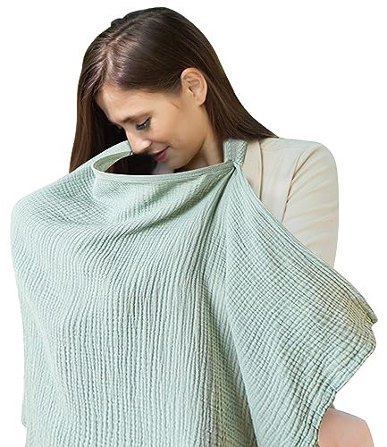Yolispa Stillbezug für Babys, Stilltuch Stillschürze con Verstellbarer Riemen, Weicher und Atmungsaktiver Stillschal, Musselin-Stillbezug, Still-Abdeckung Geschenke für Mutter