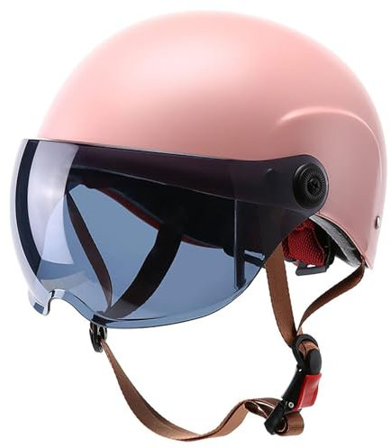 Deutsche Halbhelm Vintage Motorradhelm Retro Halbschalenhelm ECE-Zulassung Halbhelm Mit Brille Deutsche Braincap Jethelm Rollerhelm Für Damen Und Herren Fahrradhelm ( Color : 4 , Size : 55-62cm )