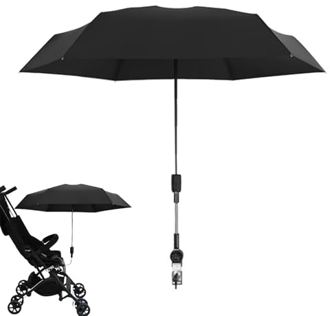 Genérico Parasol para Cochecito de Bebé | Sombrilla carro bebe con Pinza Ajustable Y asa para paraguas | 360° flexible, comodidad para exterior, playa, jardín