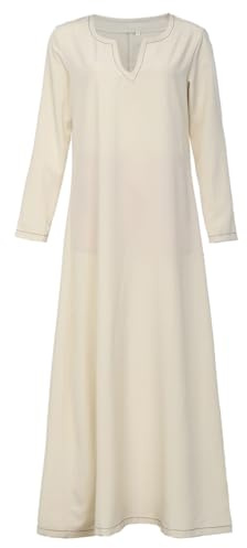BPURB Robe médiévale pour femme, costume de pirate viking, robe tunique à manches longues en lin, robe de paysanne biblique