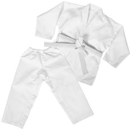 PACKOVE 1set Heavy-duty Karate Suit for Boys and Girls and Adults Martial Arts Training Uniform Belt for Karate and Taekwondo Practice White Robust Design for Competitions and Daily Use