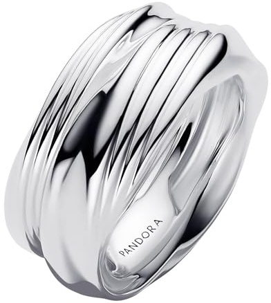 PANDORA Ring-Set für Damen Gedreht Silber 193890C00-60 Ringgröße 60/19,1