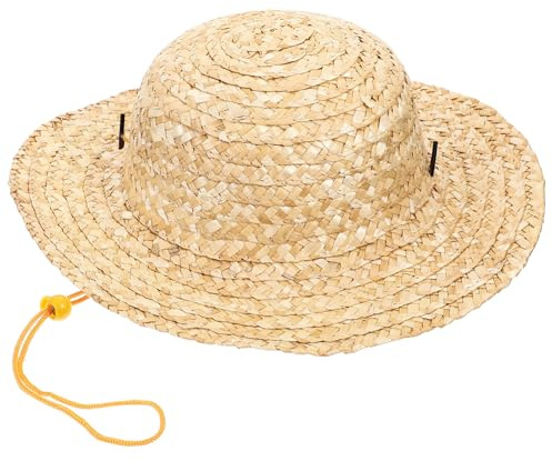 COLLBATH Cappello Estivo per Bambini in Paglia Traspirante e Leggero Cinturino sotto Mento Ornamento Costume da Contadino Decorazione per Feste Diametro 31 Cm Protezione Solare per Esterni