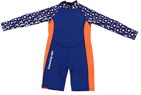RASTKY Combinaison de Plongée pour Enfants, Maillot de Bain Chaud en Néoprène et Nylon pour Enfants, Combinaison de Natation à Manches Longues avec Protection Solaire pour Garçons et Filles (Taille