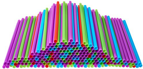 Plastic Drinking Straws 250 Count BPA-Free Multi-Colored Disposable Straws, Assorted - DuraHome (250 Pack)