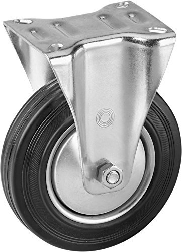 Metafranc Bockrolle Ø 160 mm - 135 x 105 mm Platte - Vollgummi-Rad - Weiche Lauffläche - Rollenlager - 150 kg Tragkraft / Transportrolle / Möbelrolle / Schwerlastrolle / 800900