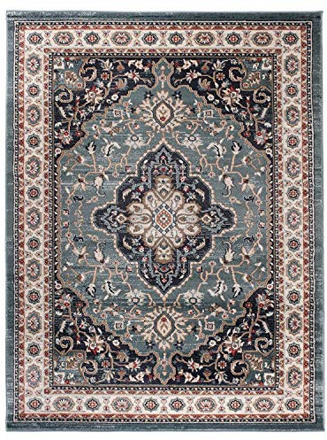 Mazovia Traditioneller Orientalischer Teppich - Weicher Teppich für Wohnzimmer Schlafzimmer Esszimmer - ÖKO-TEX Zertifiziert - AYLA - 180 x 250 cm - Blau