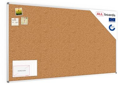 ALLboards Pinnwand mit Aluminiumrahmen 180x100cm, Korktafel Korkwand Pinnwand Kork