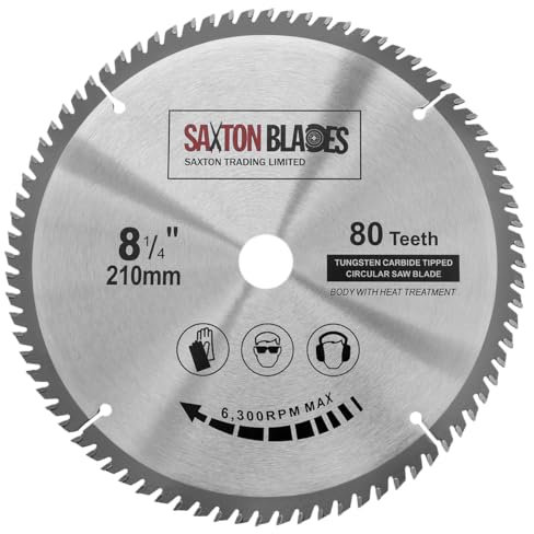 Saxton TCT Circular Wood Mitre Saw Blade 210mm x 80T x 25.4mm Bore fits Evolution Rage Saws