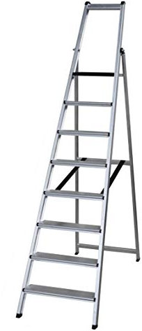 BTF | Escalera de Aluminio de Tijera Plegable, 8 peldaños | Peldaño Ancho 12 cm, con Soporte para Herramientas | EN131, 150 kg. BTF-TJE508