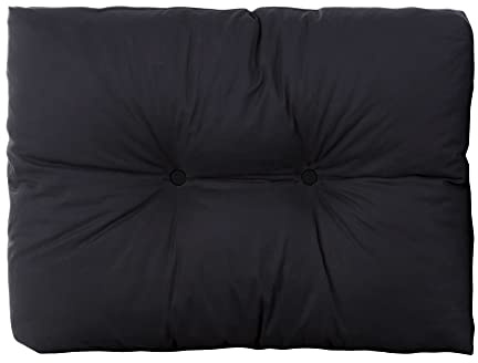 PATIO Kissen 1 Stück Termi 60 x 42 x 12 cm für Rückenlehne Bank Auflage Sofa Polster Palettenmöbel Gartenmöbel Rückenkissen Gesteppt Outdoor/Indoor glatt schwarz