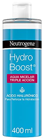 Neutrogena Hydro Boost Agua Micelar Triple Acción (1 x 400 ml), agua micelar desmaquillante todo en 1, con ácido hialurónico y 24 h de hidratación, apta para todo tipo de piel