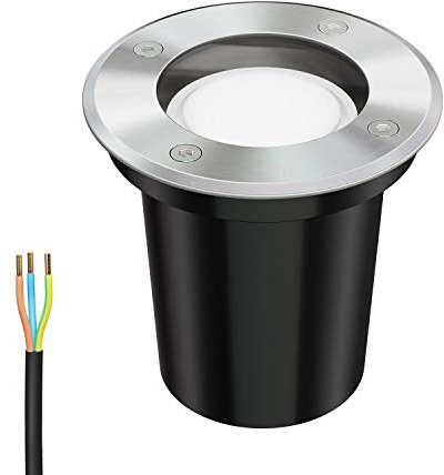 ledscom.de Boden-Einbauleuchte BOLI für außen Edelstahl rund IP67 108mm Ø inkl. 4,888W LED Lampe 450lm weiß