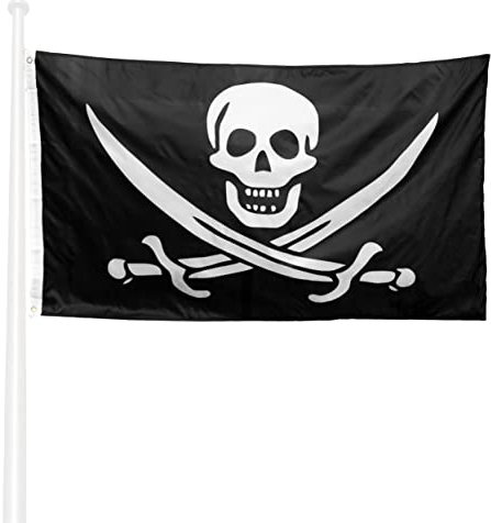 KliKil Drapeau Pirate Calico Jack 90x150-1 Drapeaux de Pirate - Tissu d'extérieur résistant aux intempéries avec 2 oeillets métalliques. Pirate Sword Flag bannière renforcés décoratifs d'extérieur