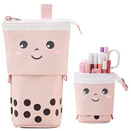 YeahBoom Federmäppchen Reißverschluss,2-in-1 Schlampermäppchen und Stifteköcher,Federmäppchen Mädchen,Ständer Bleistifthalter,Teleskopisch Mäppchen,Stifteköcher für Teenager Schülerin