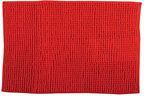 MSV Badteppich Badvorleger Duschvorleger Chenille Hochflor Badematte 50x80 cm – Rot