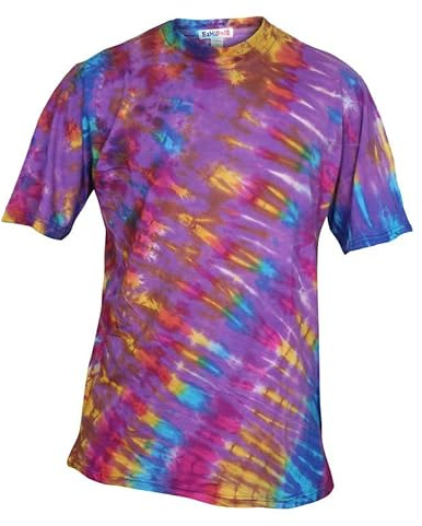 Ezhippie Men's Tie Dye T-Shirt Lightweight Cotton Festival Hippie Top, (17, L)