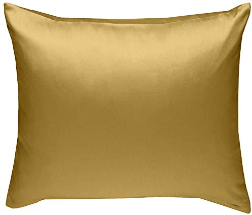 Bettwaesche-mit-Stil Mako Interlock Jersey Bettwäsche Kissen Uni/enfarbig 100% Baumwolle 80x80, Gold