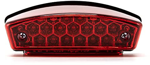 evomosa Moto fanale posteriore universale 12V 21 LED moto bianco luce targa rosso luce posteriore freno stop (Guscio rosso)