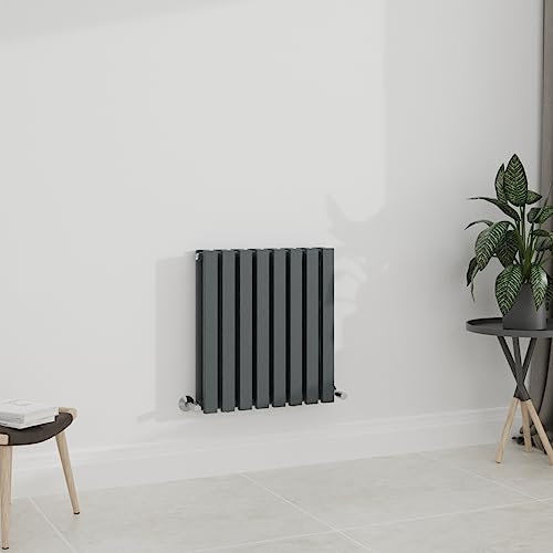 WarmeHaus 600x550mm Horizontal Column Designer Radiator Grey Rectangular Flat Panel Double Radiators Anthracite