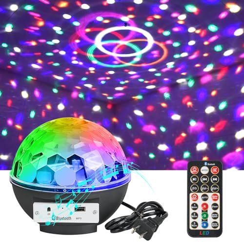 LLUOTE Disco Ball Light Speaker with Remote Control DJ Lighting,6 Light Colors, Large Size Magic Stage Party Strobe Light for Christmas, Halloween, Club Decoration, Home Dance, Room Decoration