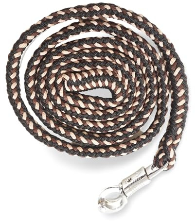Cuerda para caballos con gancho de pánico estable, longitud 2 m, muchos colores (marrón-beige/negro)