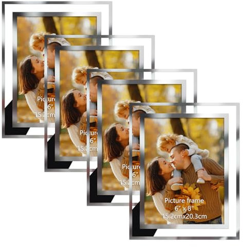 PETAFLOP Cornice 15x20,Cornice Vetro Set 4, Portafoto da Tavolo, Ottimo per Foto, Ritratto e Opera d’arte