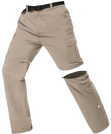 Lufebut Pantaloni da Trekking Uomo con Zip Staccabile Pantaloni da Trekking Leggeri, Traspiranti ad Asciugatura Rapida Pantaloni da Esterno Pantaloni Funzionali da Lavoro Estivi con Cintura