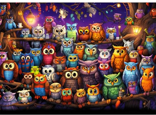 HUADADA Jigsaw Puzzles for Adults 1000, Puzzles for Adults, Challenging Puzzles, Puzzle Game for The Whole for Women, Gifts for Men, Theme:Owl Family