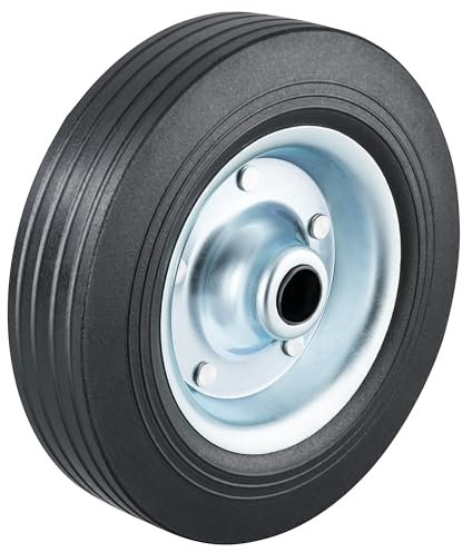 RheinParts Ruota di ricambio per ruota di sostegno, 200 x 50 mm, in gomma piena su cerchione in acciaio, per rimorchi e roulotte, carico di supporto 150 kg