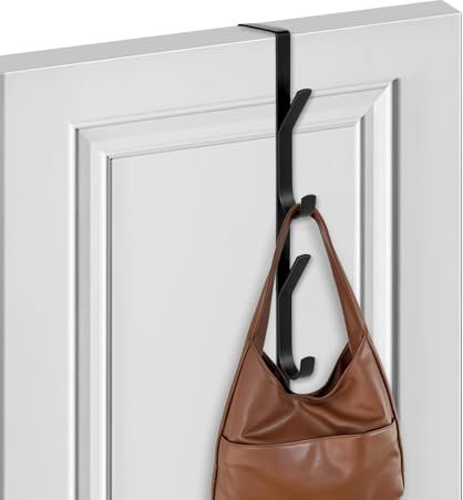 flintronic 1 Stück Türgarderobe zum Einhängen, 5 Garderobenhaken Kleiderhaken, Garderobenleiste Schwarz, Garderobenhaken, Haken Edelstahl, für Jacken Schals Bad Küche, Vielseitige Haken Einhängen